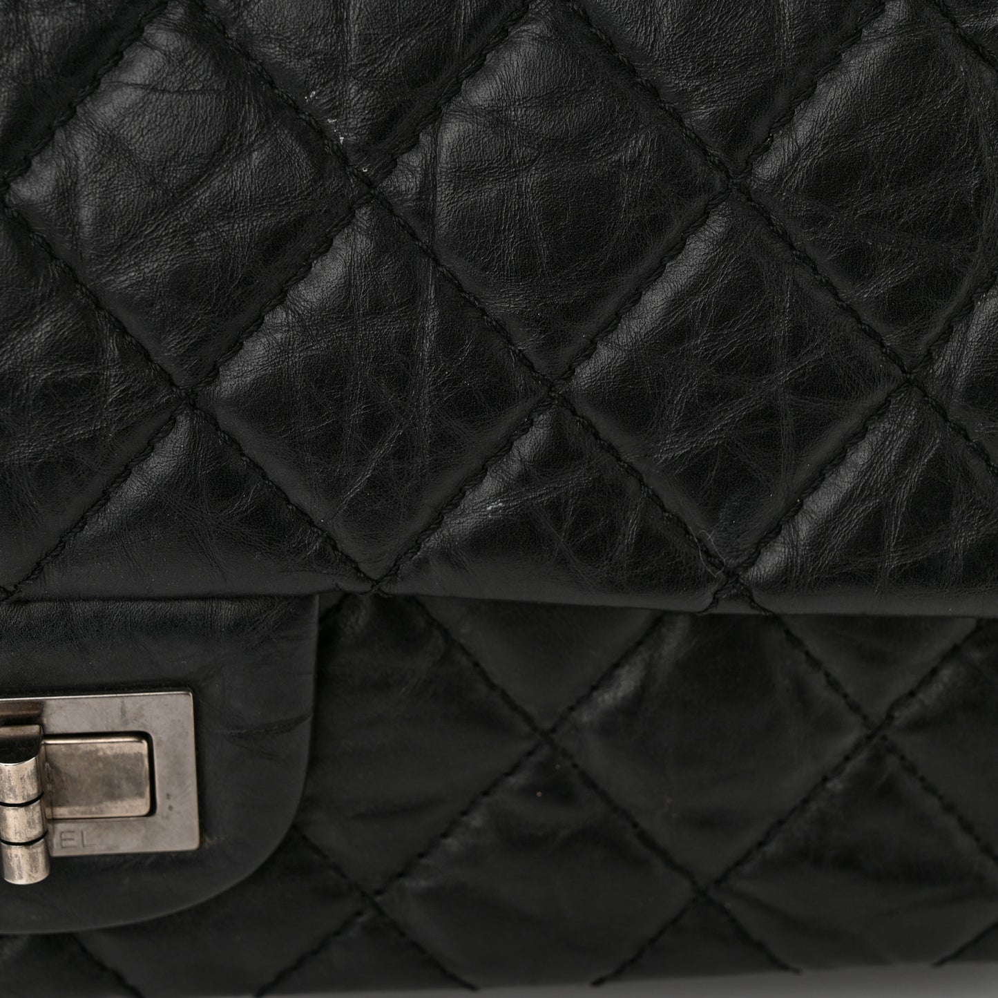 Aged Calfskin Quilted 2.55 Reissue 227 Flap Black