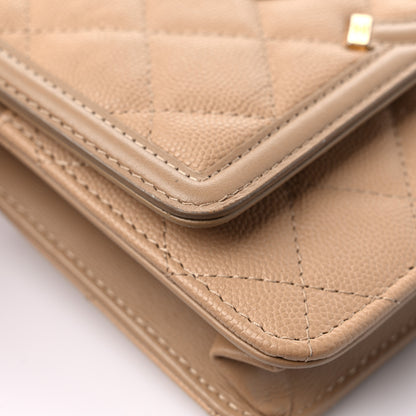 Chanel Caviar Quilted CC Filigree Wallet On Chain WOC Beige 13 of 13