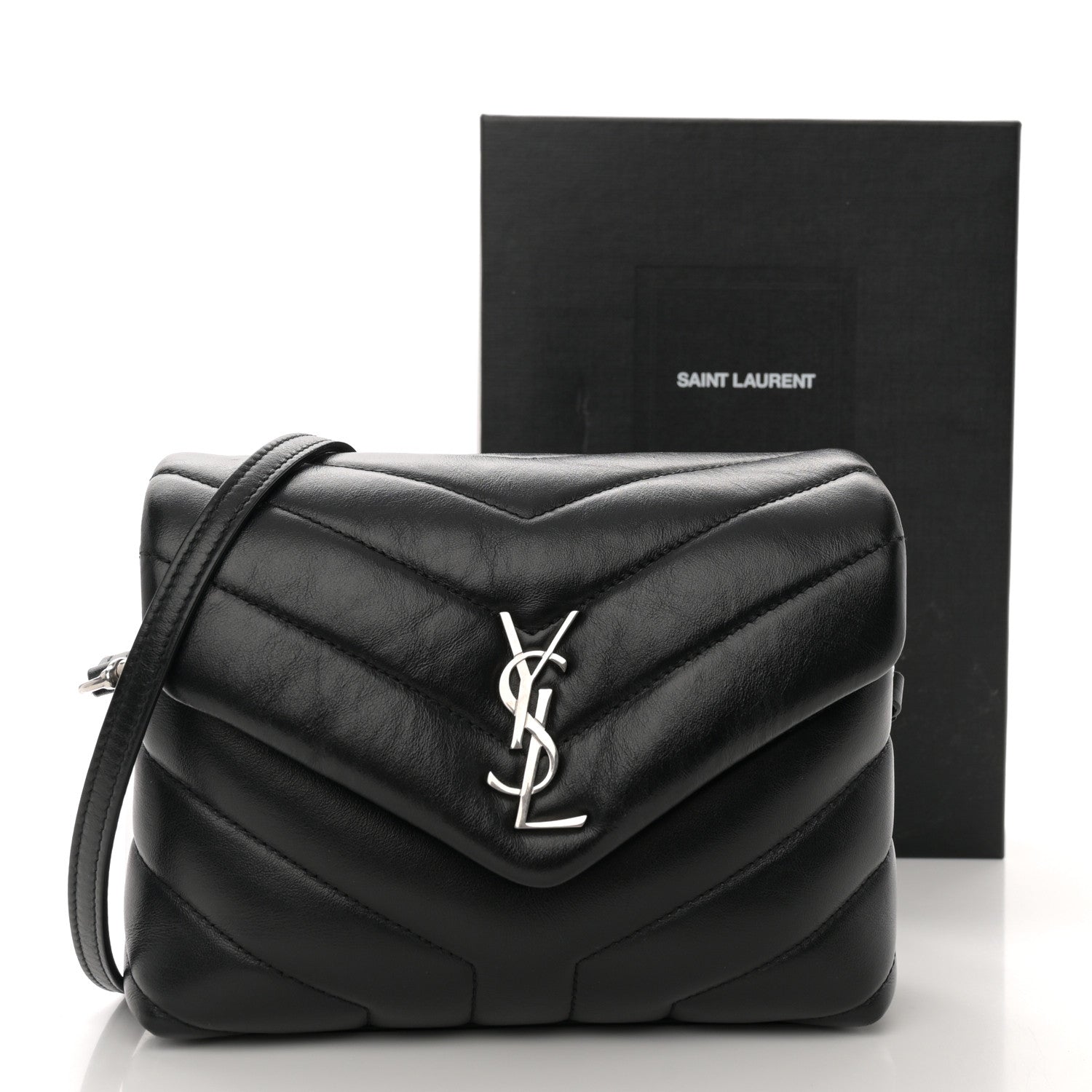 Saint Laurent Calfskin Y Quilted Monogram Toy Loulou Crossbody Bag Black 13 of 13