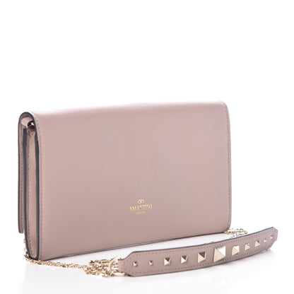 Valentino Garavani Vitello Rockstud Crossbody Wallet on Chain Poudre 3 of 8