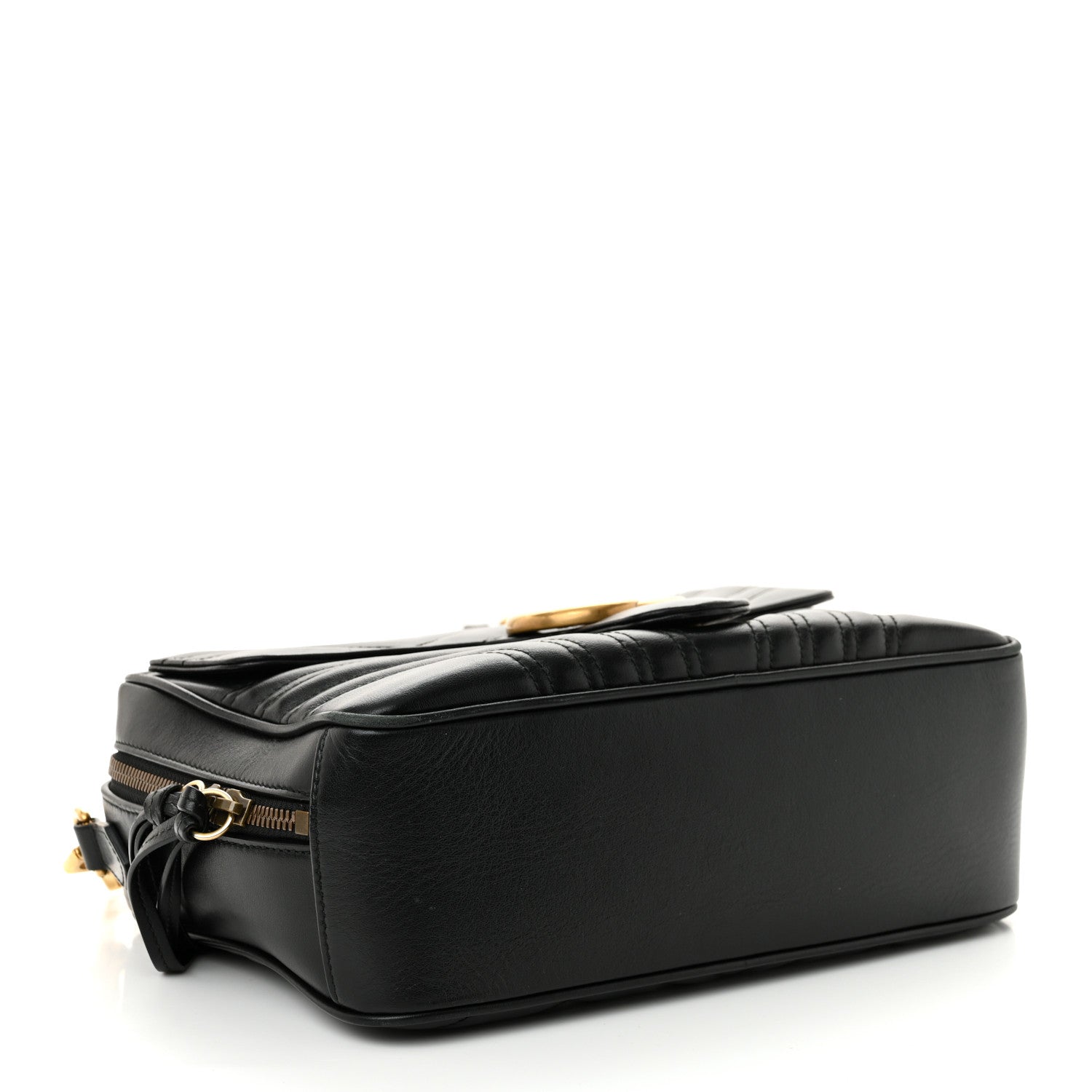 Gucci Calfskin Matelasse Sylvie Web Small GG Marmont Top Handle Shoulder Bag Black 4 of 14