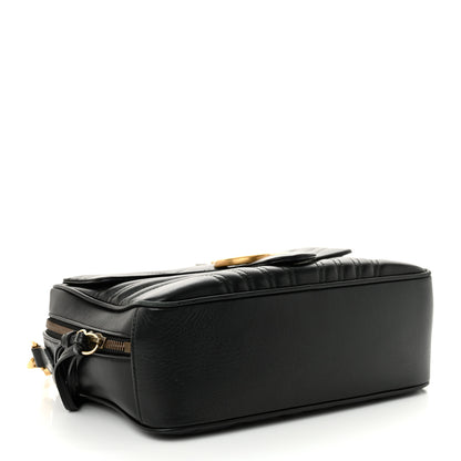 Gucci Calfskin Matelasse Sylvie Web Small GG Marmont Top Handle Shoulder Bag Black 4 of 14