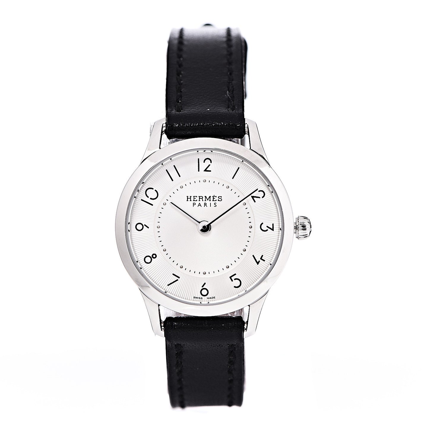 Stainless Steel Box 25mm Slim d'Hermes Quartz Watch Noir
