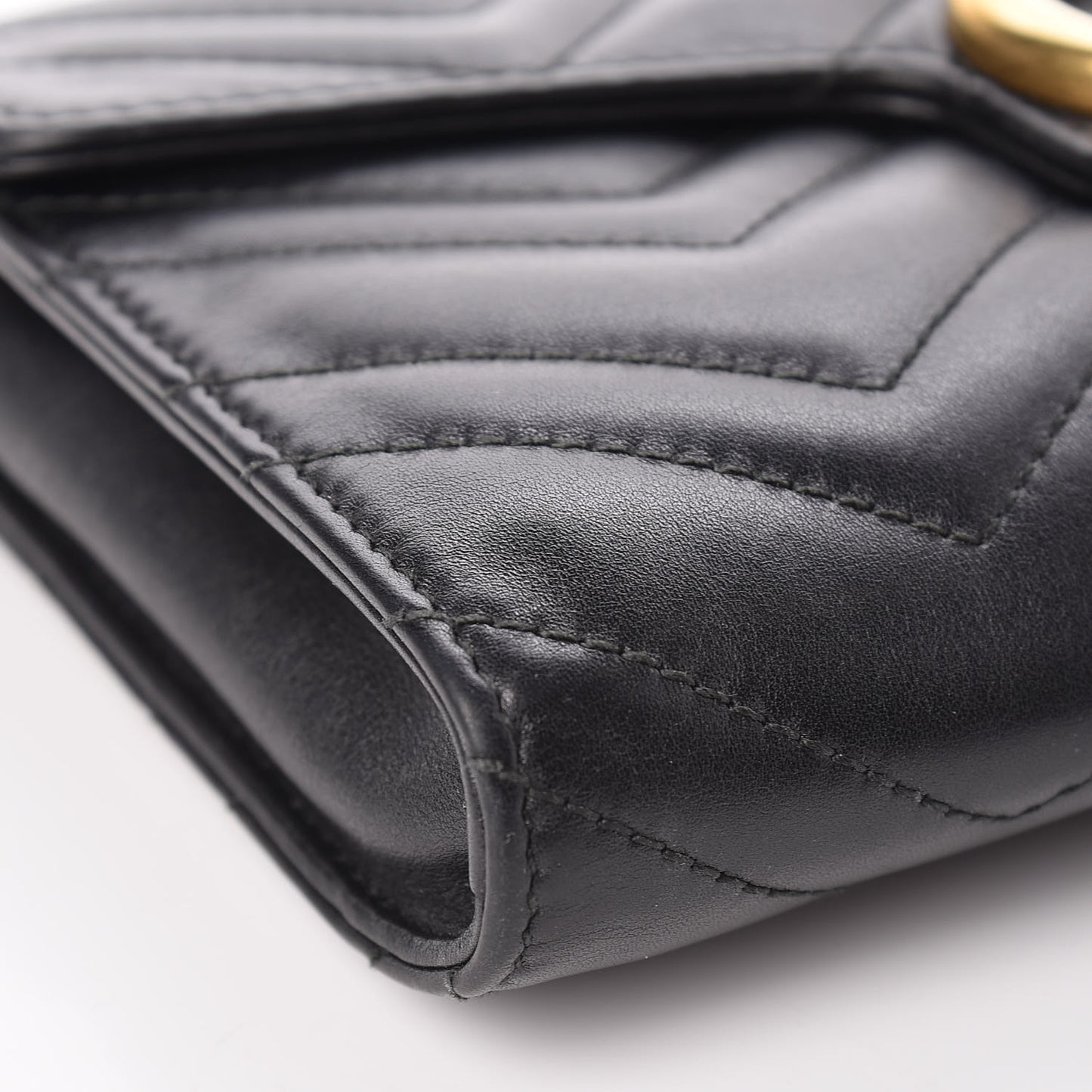 Calfskin Matelasse Mini GG Marmont Chain Wallet Black