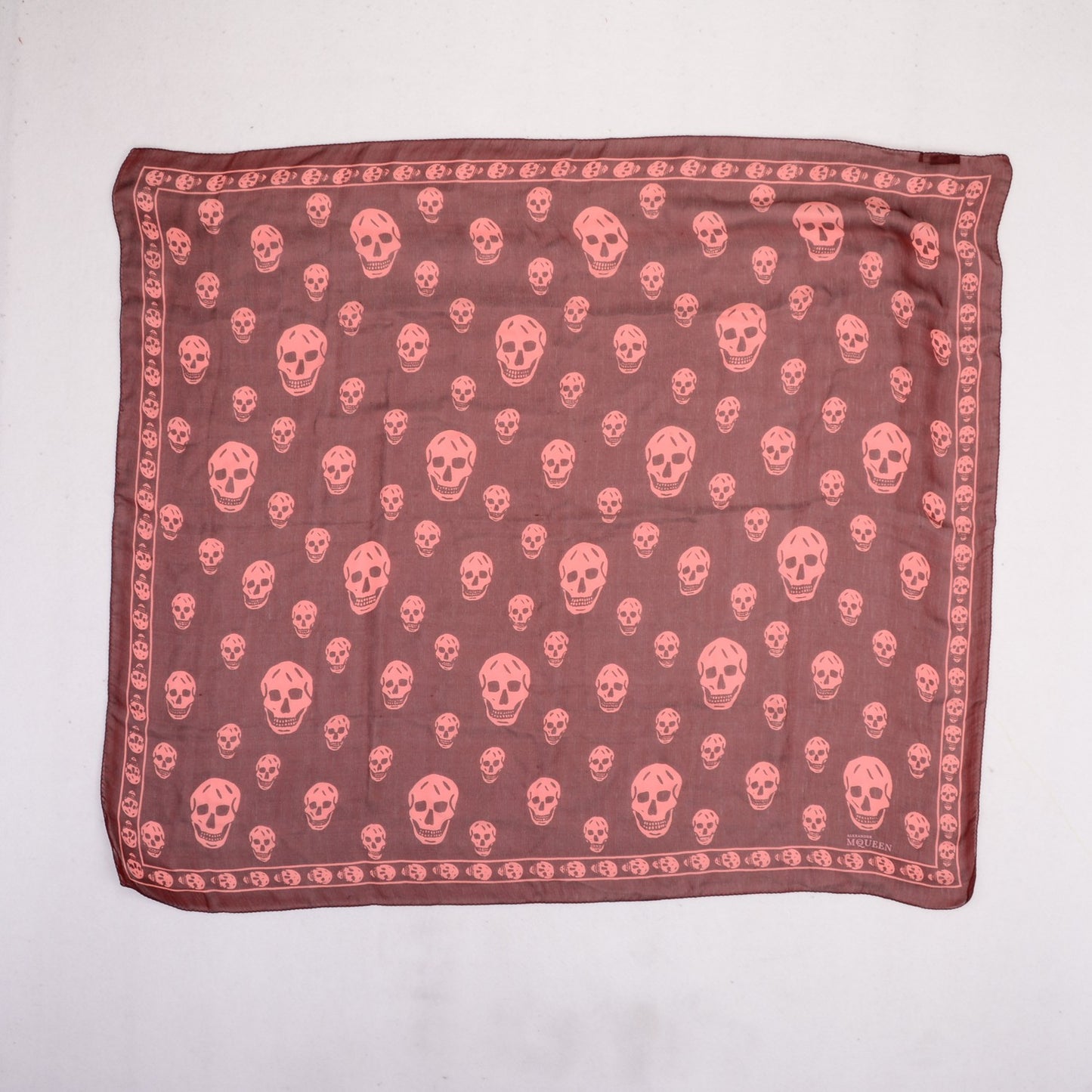 Silk Chiffon Skull Scarf Burgundy