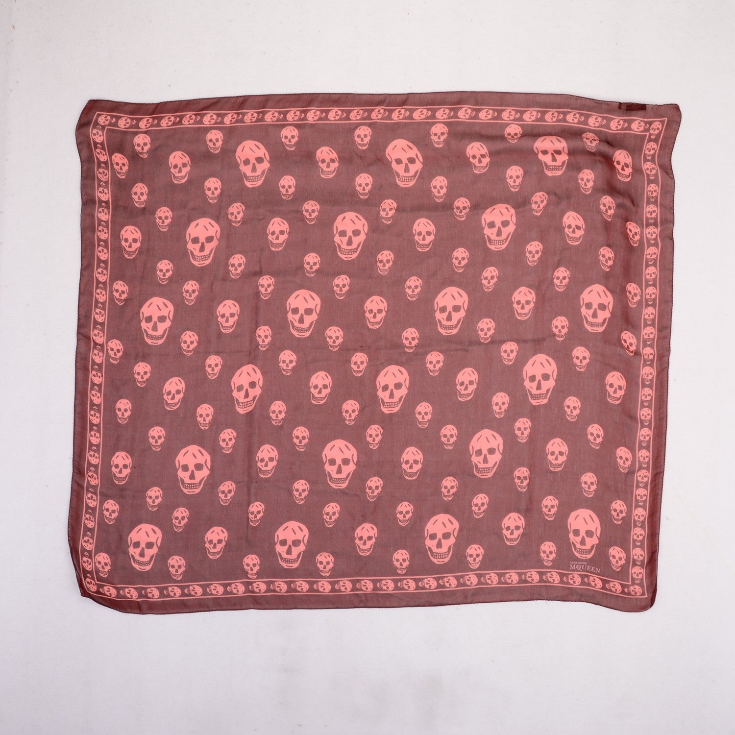 Alexander McQueen Silk Chiffon Skull Scarf Burgundy 3 of 5