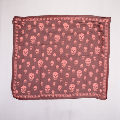 Alexander McQueen Silk Chiffon Skull Scarf Burgundy 3 of 5