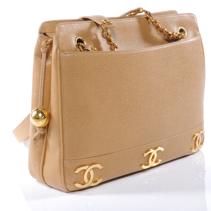 Chanel Caviar Shoulder Bag Beige 3 of 9