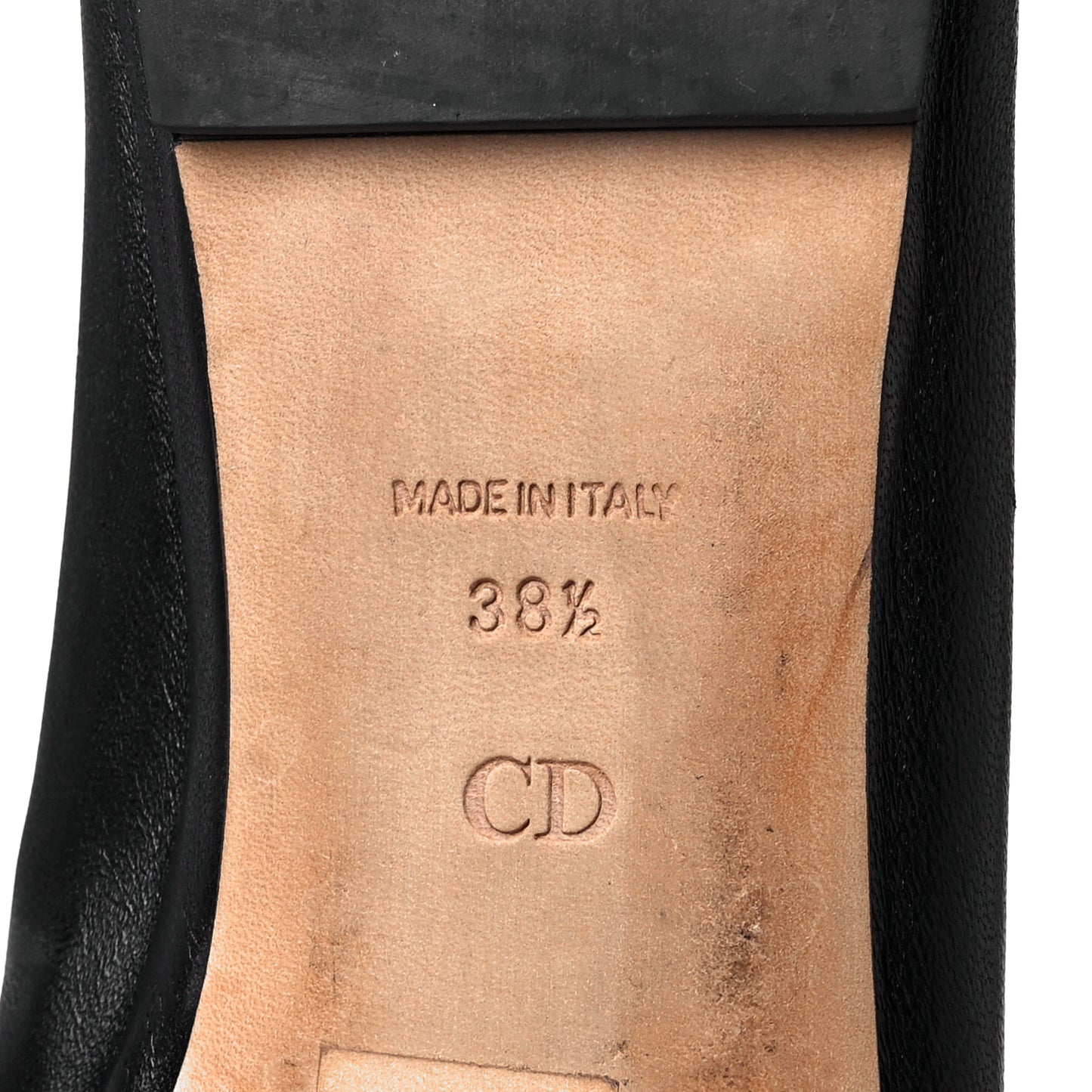 Calfskin Pointed Toe Flats 38.5 Black Pink