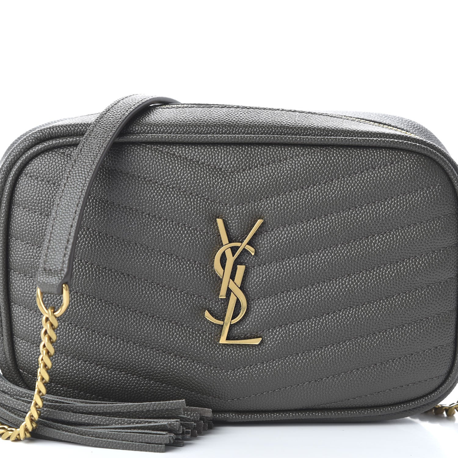 Saint Laurent Grain De Poudre Matelasse Monogram Mini Lou Camera Bag Pebble 10 of 11