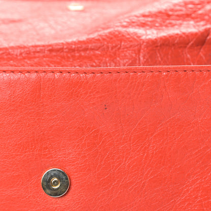 Balenciaga Agneau Giant 12 Gold Hardware Envelope Strap Clutch Rouge Coquelicot 11 of 11