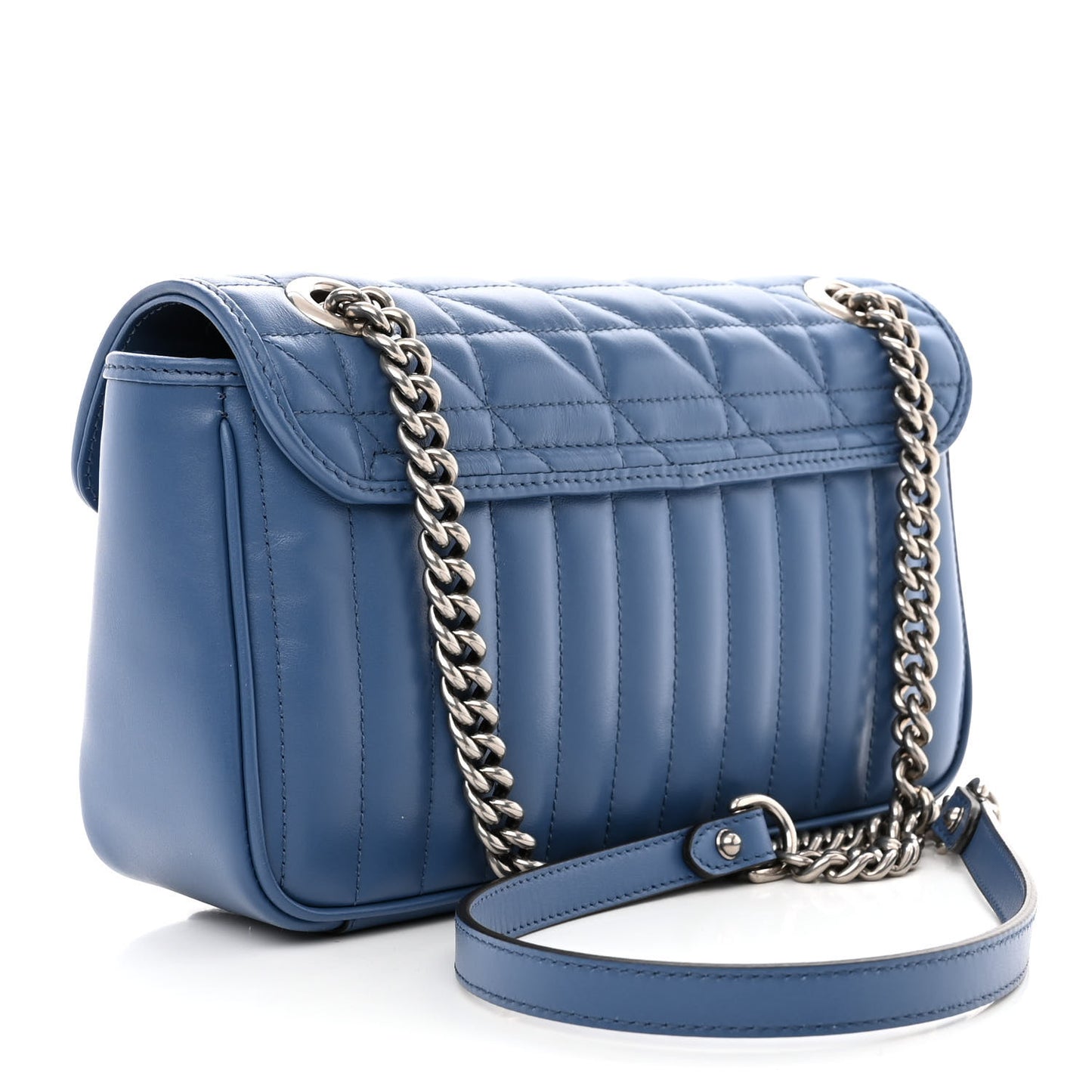 Calfskin Matelasse Aria Small GG Marmont Shoulder Bag Clear Blue