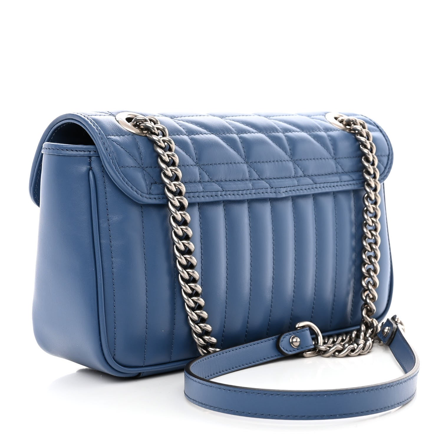 Gucci Calfskin Matelasse Aria Small GG Marmont Shoulder Bag Clear Blue 3 of 10