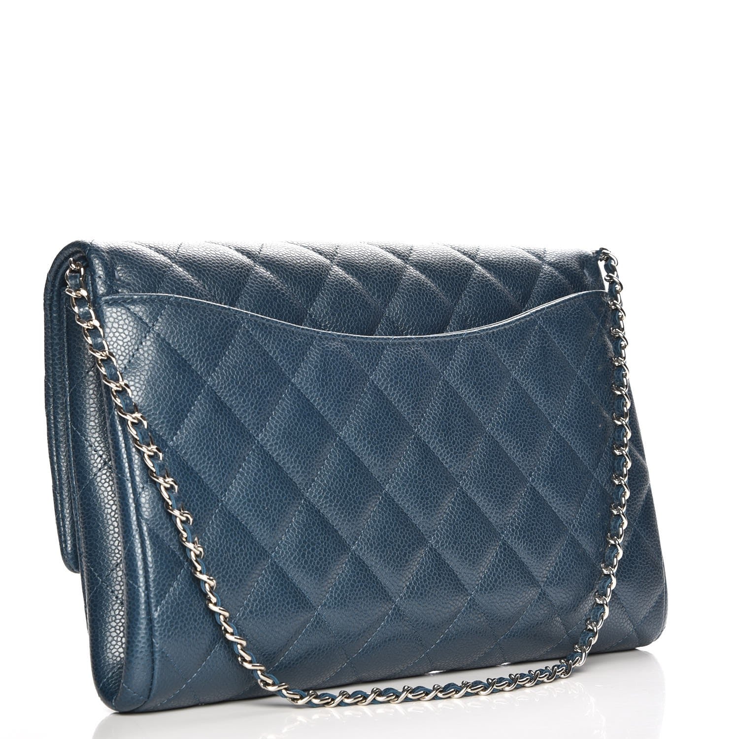Chanel Iridescent Caviar Quilted Clutch With Chain Flap Blue 3 of 7