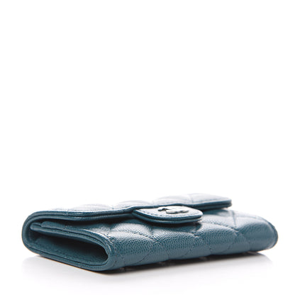 Chanel Caviar Quilted Flap Card Holder Dark Turquoise 3 of 8