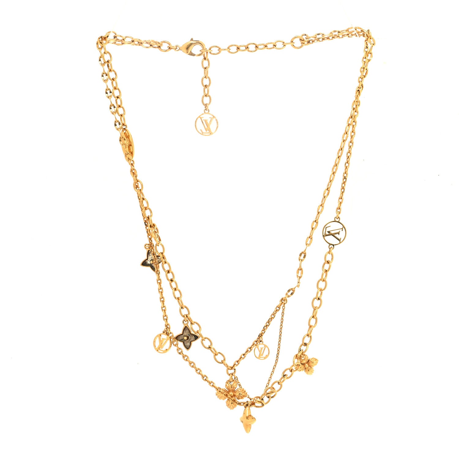 Louis Vuitton Metal Blooming Strass Necklace Gold 3 of 7