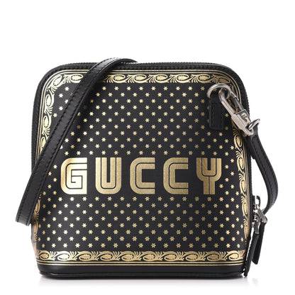 Gucci X SEGA Calfskin GUCCY Stars Mini Dome Shoulder Bag Black Gold 1 of 10