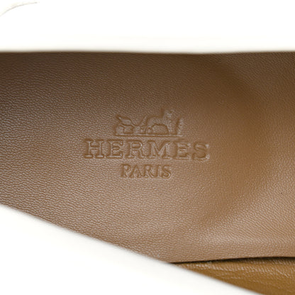 Hermes Calfskin Womens Royal Loafers 40 White 7 of 9
