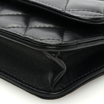 Chanel Lambskin Quilted Sweet Camellia Flap Phone Holder With Chain Black 9 of 10