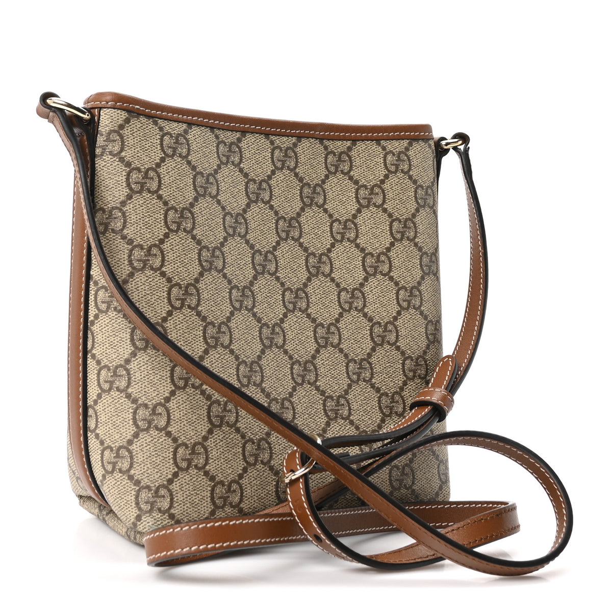 GG Supreme Monogram Emblem Nano Bucket Bag Beige Dark Brown