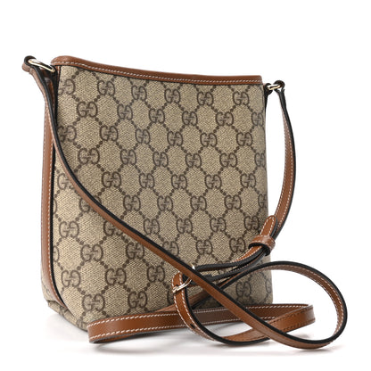 Gucci GG Supreme Monogram Emblem Nano Bucket Bag Beige Dark Brown 3 of 10