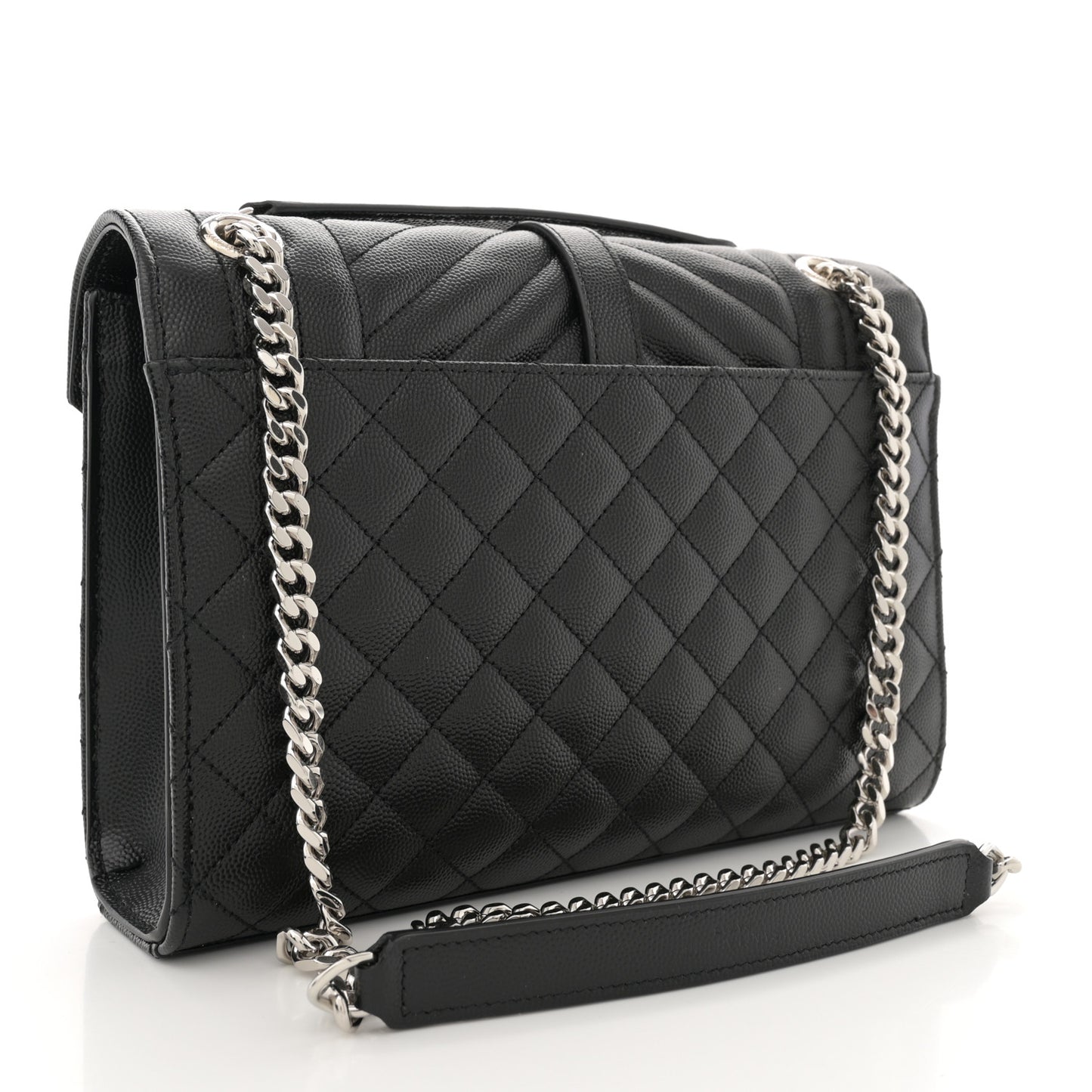 Grain De Poudre Textured Mixed Matelasse Triquilt Medium Monogram Satchel Black