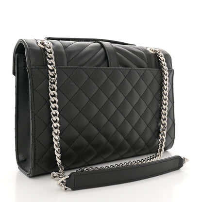 Saint Laurent Grain De Poudre Textured Mixed Matelasse Triquilt Medium Monogram Satchel Black 3 of 12