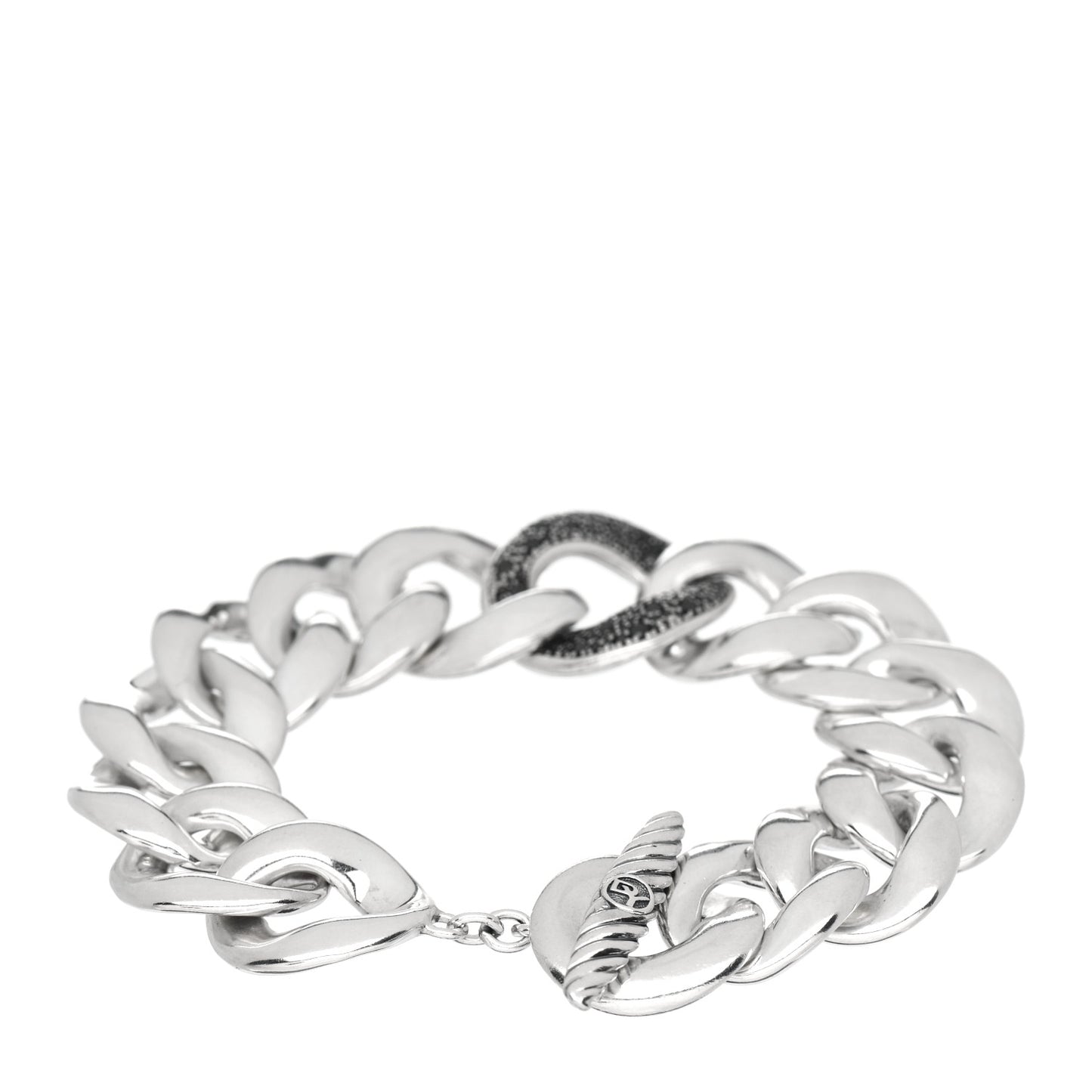 Sterling Silver Black Diamond Large Cordelia Curb Link Bracelet