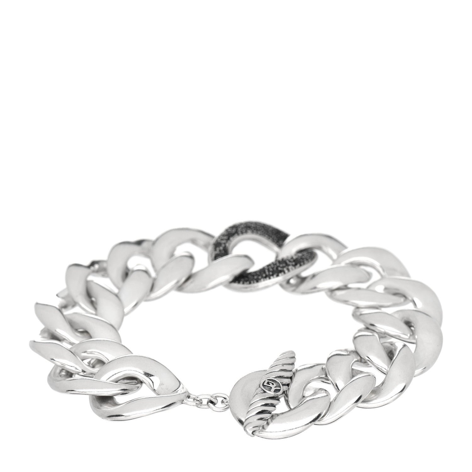 David Yurman Sterling Silver Black Diamond Large Cordelia Curb Link Bracelet 3 of 4
