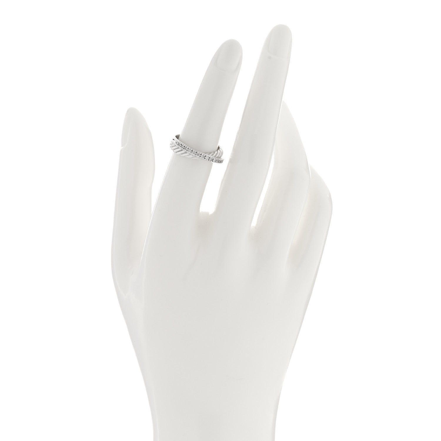 David Yurman Sterling Silver Diamond 5mm Crossover Ring 52 6 2 of 4