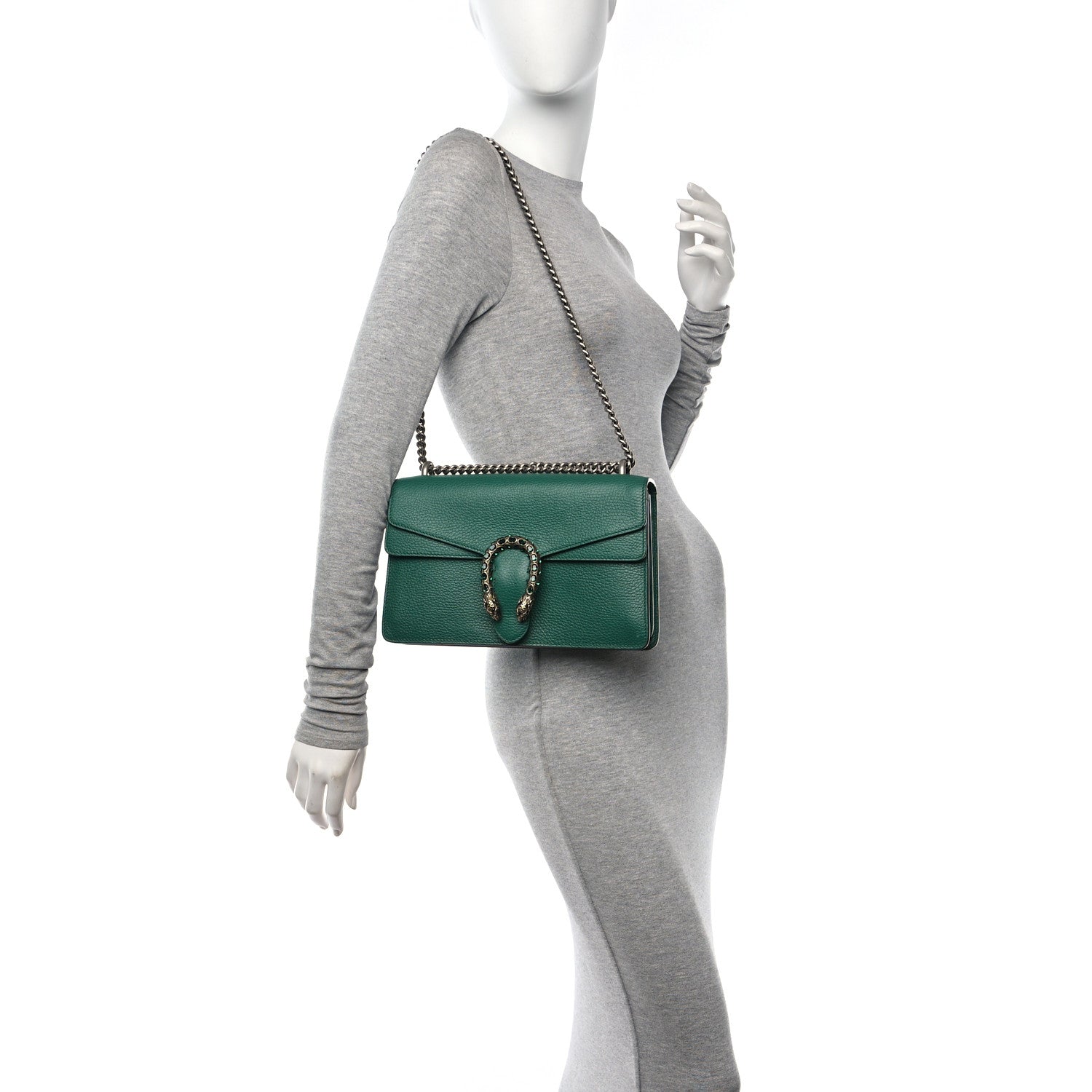 Gucci Pebbled Calfskin Small Dionysus Shoulder Bag Emerald 2 of 12