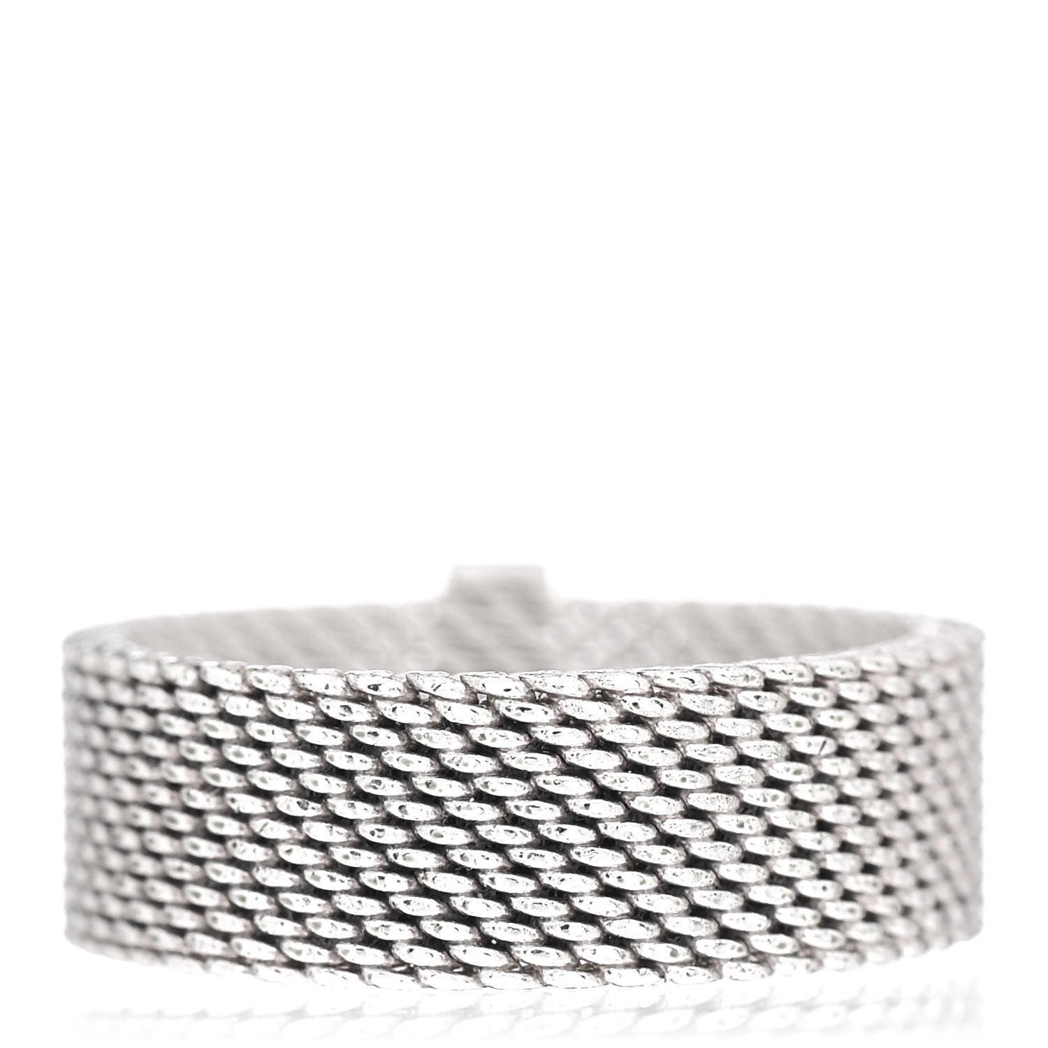 Tiffany Sterling Silver Diamond Somerset Mesh Ring 53 6.5 3 of 4