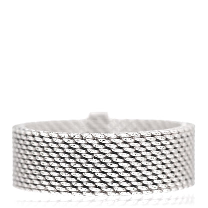 Tiffany Sterling Silver Diamond Somerset Mesh Ring 53 6.5 3 of 4