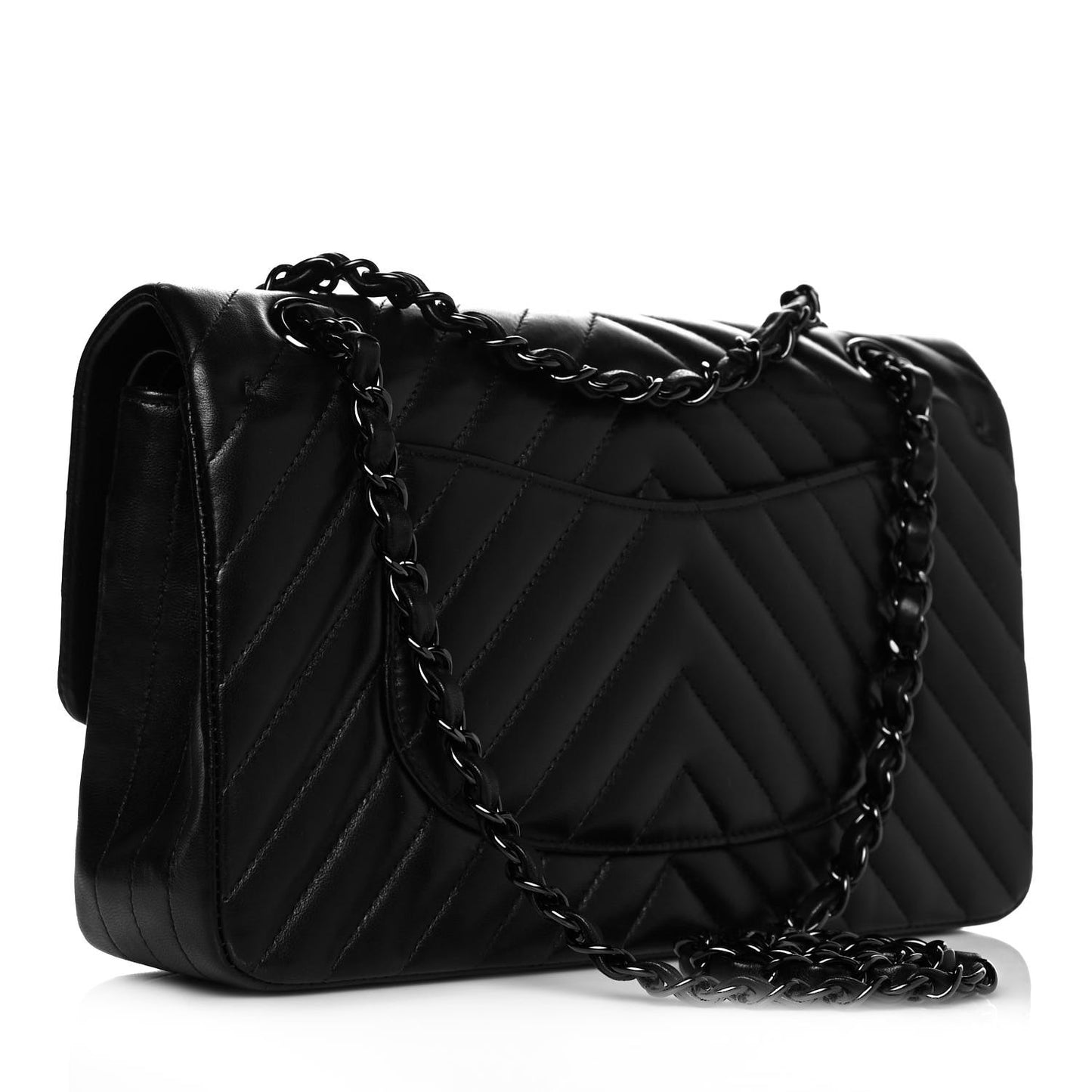 Lambskin Chevron Quilted Medium Double Flap So Black