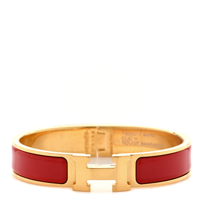 Hermes Enamel Narrow Clic Clac H Bracelet PM Rouge Bandana 1 of 8