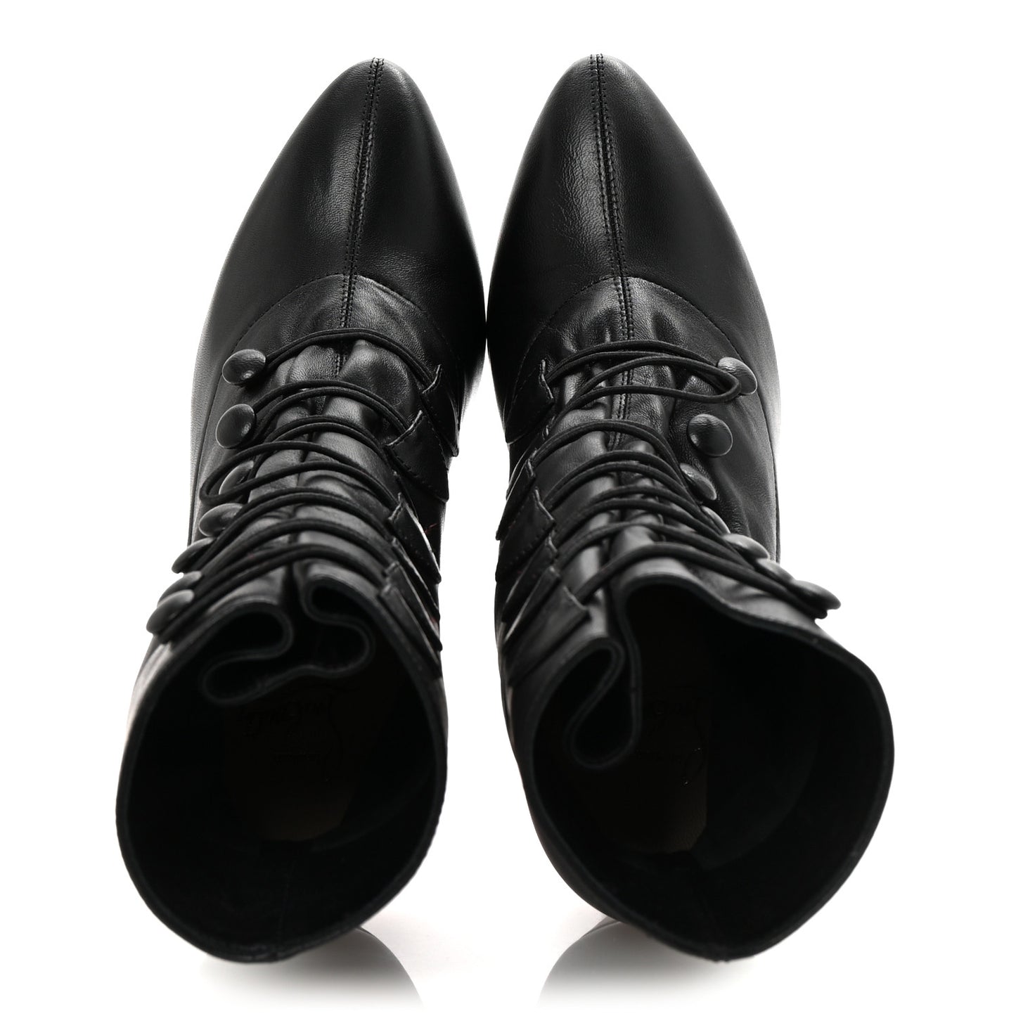 Calfskin French Tutu Button Ankle Boot  38 Black