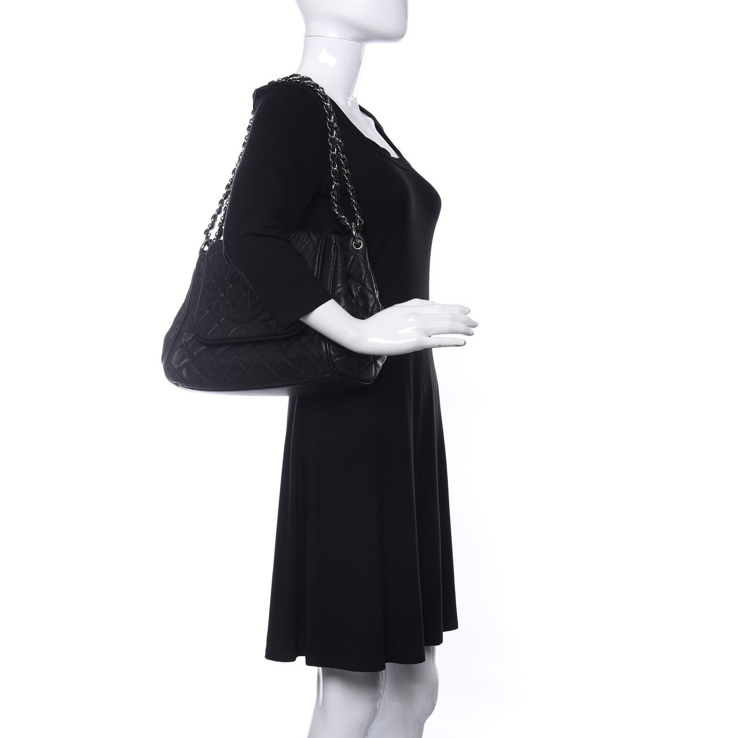 Caviar Quilted Timeless Accordion Flap Black