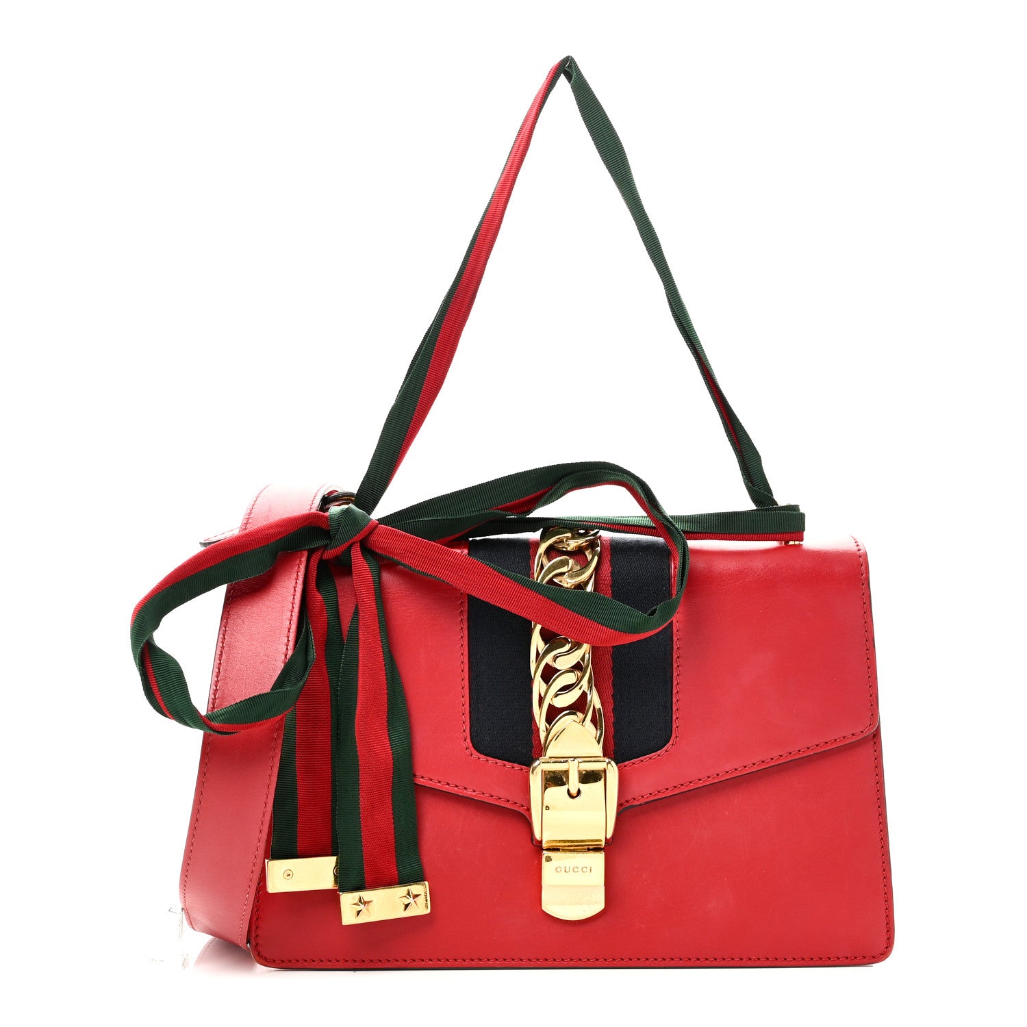 Gucci Calfskin Small Sylvie Shoulder Bag Hibiscus Red 1 of 10