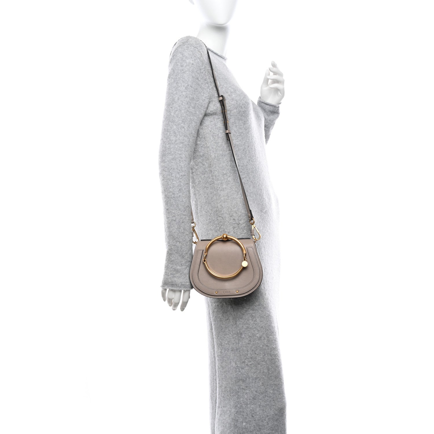 Chloe Calfskin Suede Small Nile Bracelet Bag Motty Grey 2 of 11