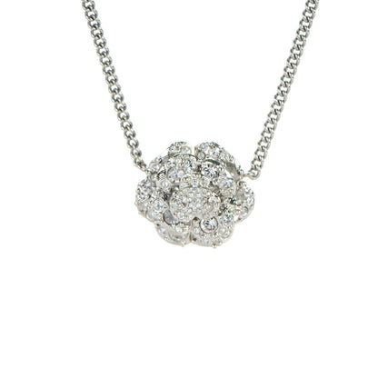 Chanel Crystal Camellia CC Necklace Silver 3 of 5