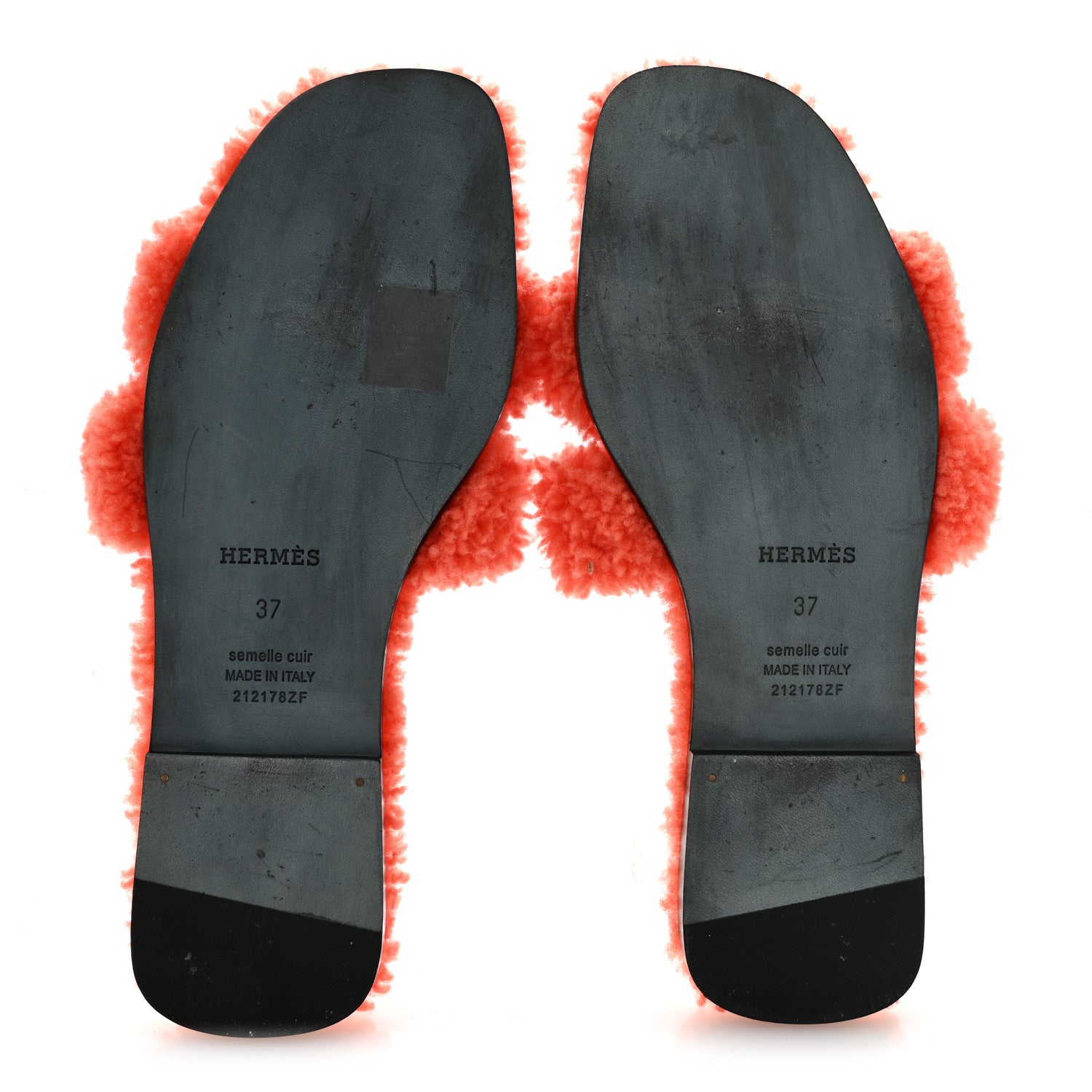 Hermes Woolskin Oran Sandals 37 Orange 6 of 8