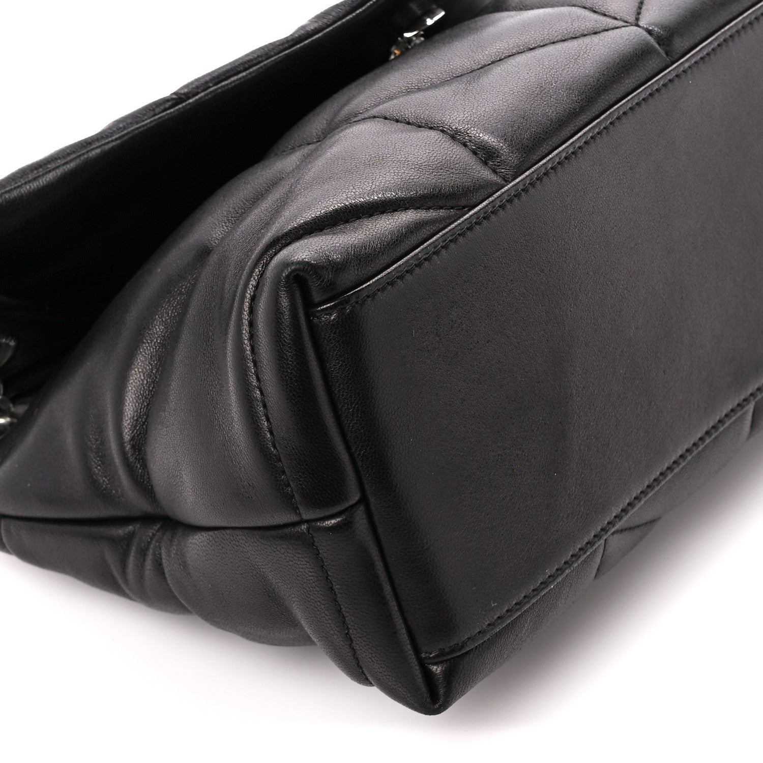 Saint Laurent Lambskin Quilted Small Loulou Puffer Monogram Chain Satchel Black 10 of 11