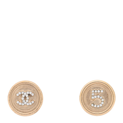 Chanel Crystal CC No 5 Round Earrings Gold 1 of 5