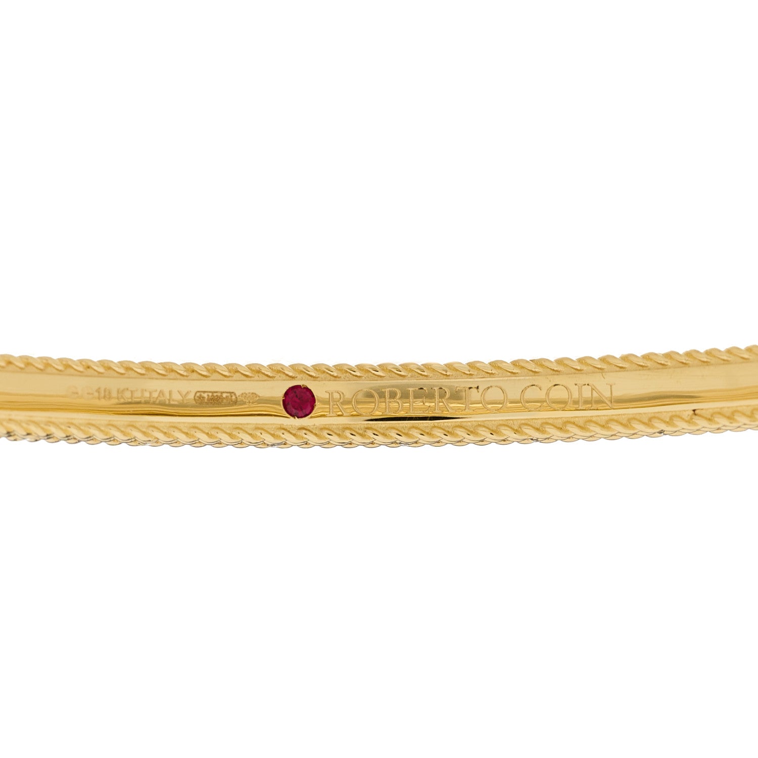 Roberto Coin 18K Yellow Gold Diamond Princess Hinged Bangle Bracelet 4 of 4