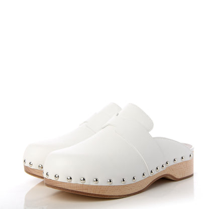 Hermes Smooth Calfskin Calya Mule 36 White 3 of 9