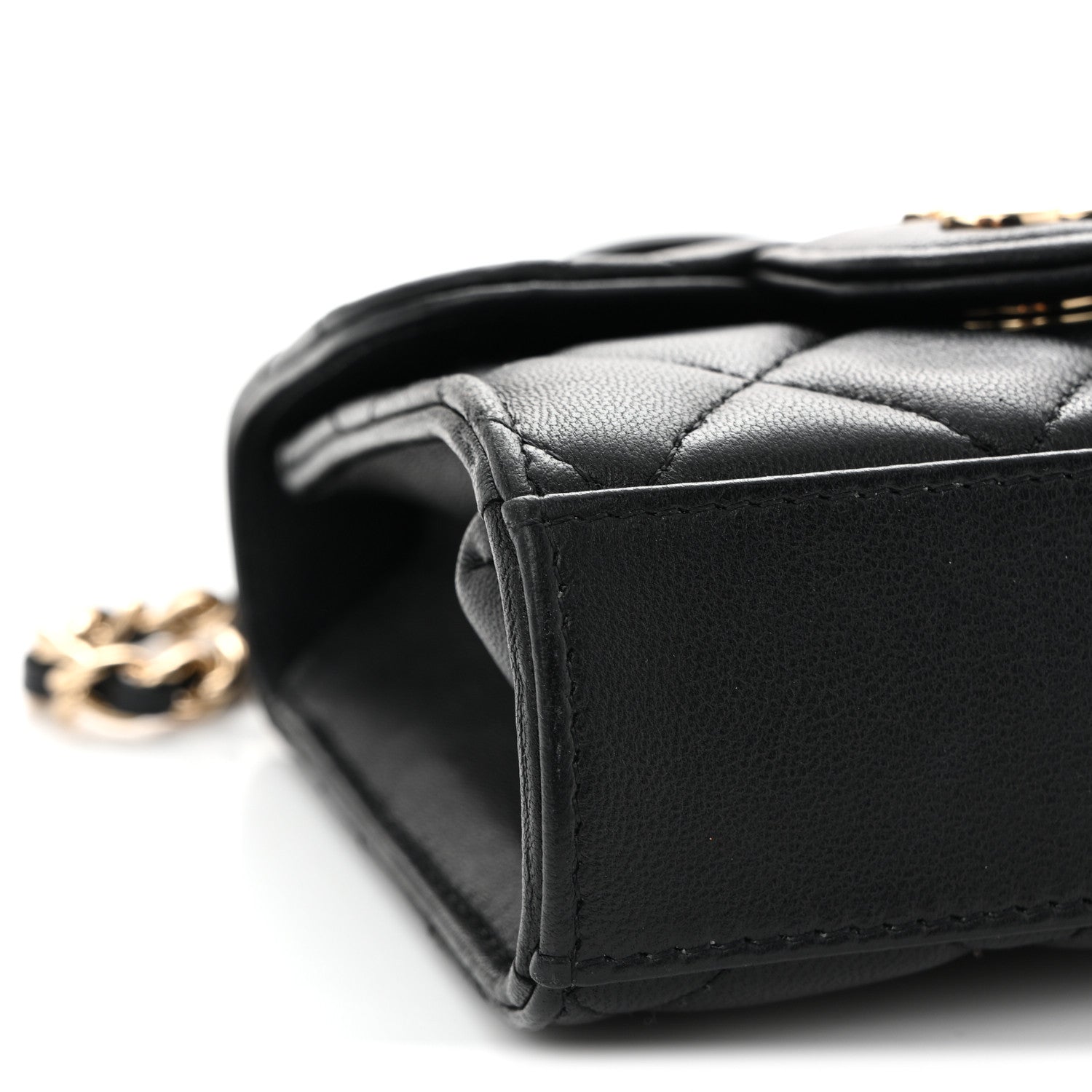 Chanel Lambskin Quilted Top Handle Flap Clutch With Chain Black 9 of 11