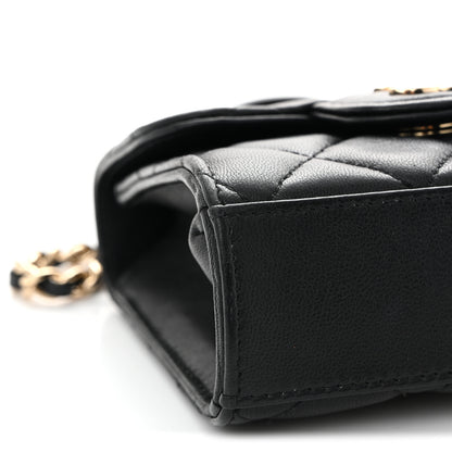 Chanel Lambskin Quilted Top Handle Flap Clutch With Chain Black 9 of 11