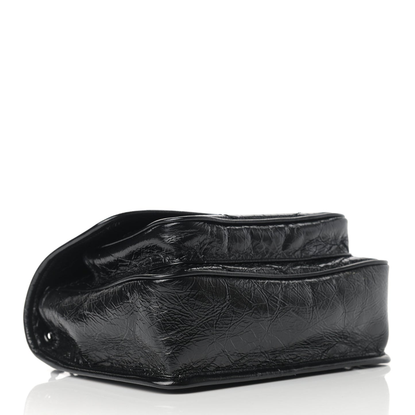 Crinkled Calfskin Matelasse Monogram Baby Niki Chain Satchel Black