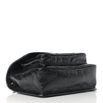 Saint Laurent Crinkled Calfskin Matelasse Monogram Baby Niki Chain Satchel Black 4 of 10