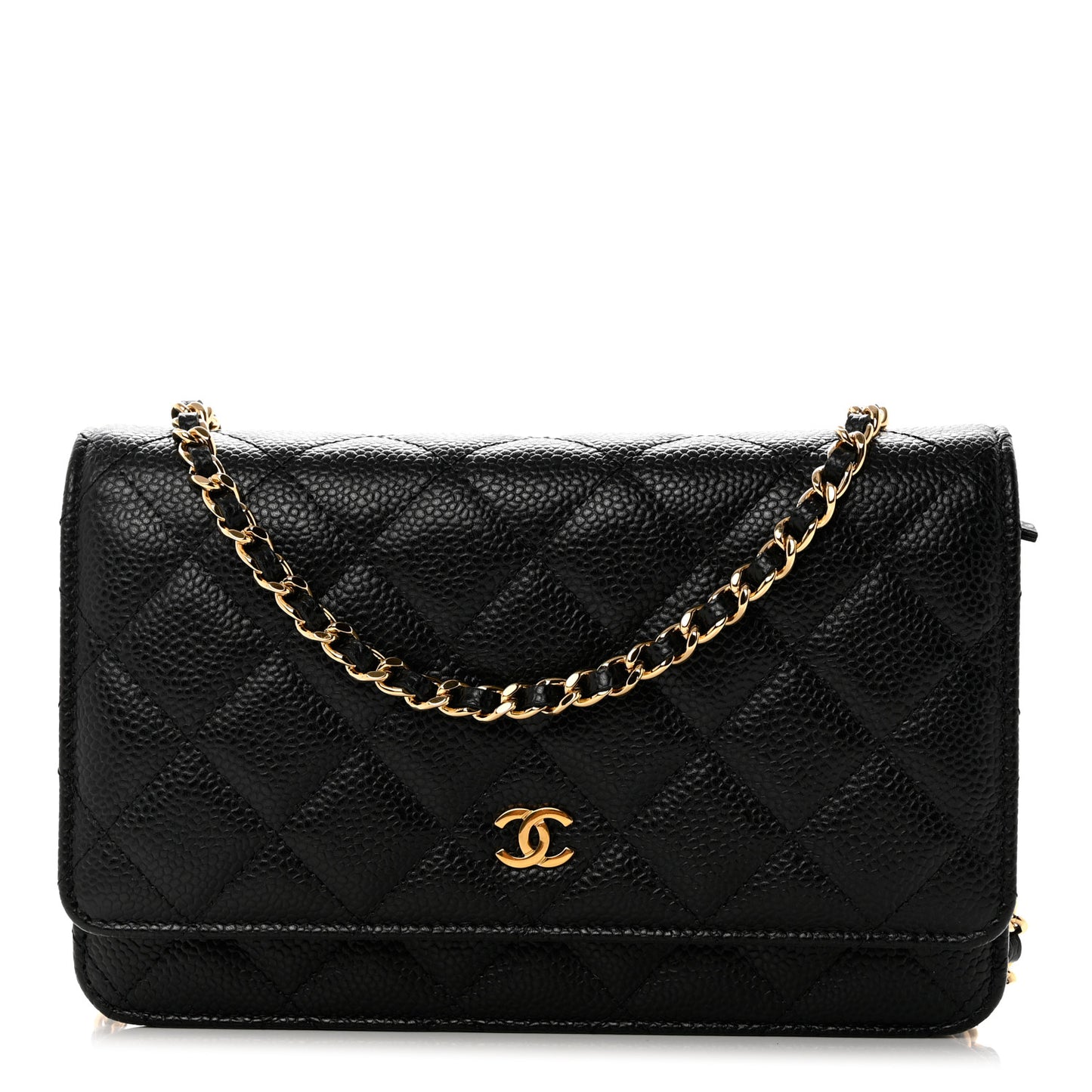 Caviar Quilted Wallet on Chain WOC Black
